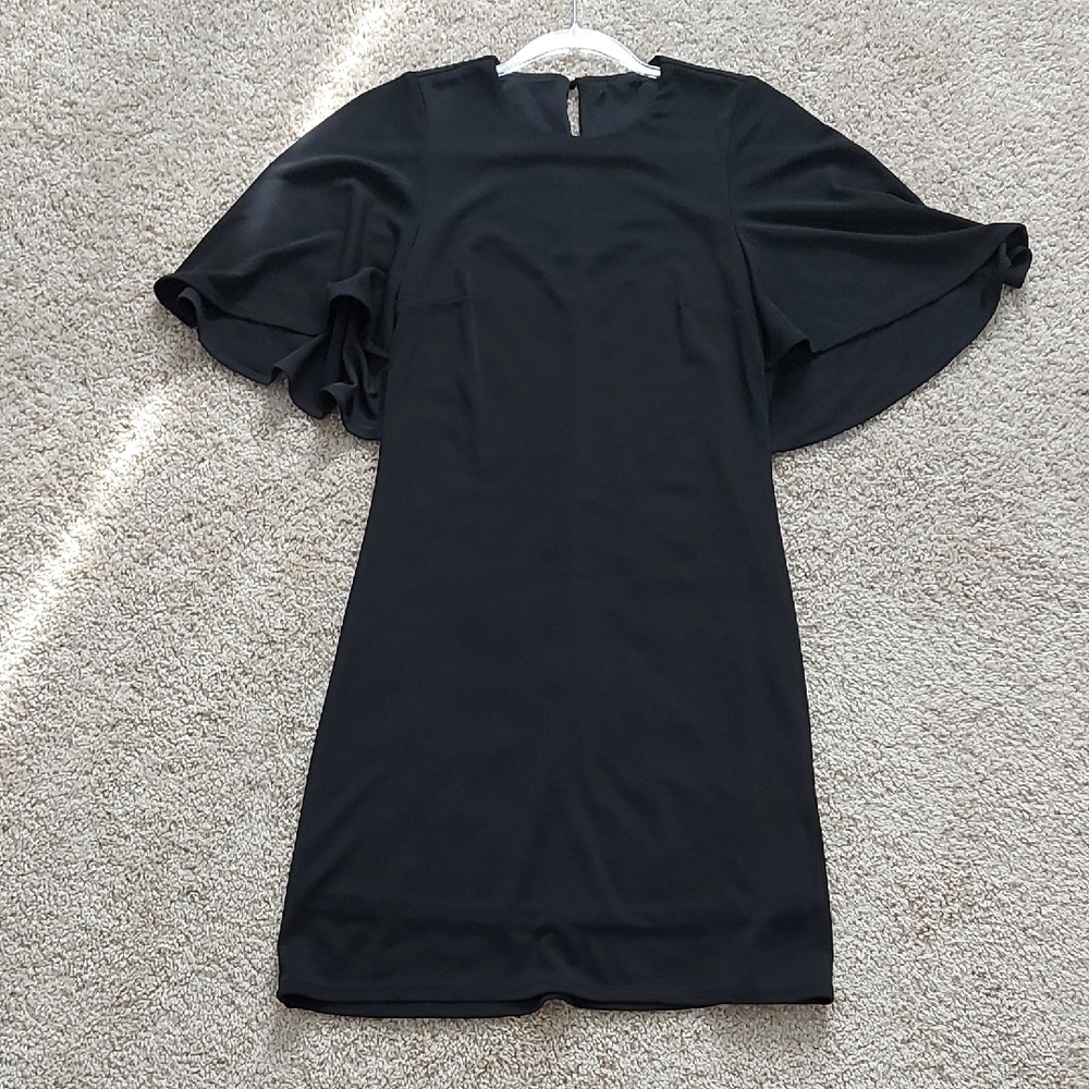 H&M Black Mini Dress with Flared Sleeves